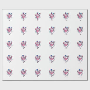Patriotic Flamingo Fireworks Vector Design_1 Wrapping Paper