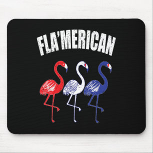 Patriotic Flamingo Red White Blue July 4th Indepen Mouse Pad