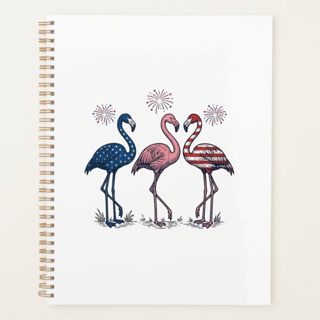 Patriotic Flamingo Trio Vintage Engraving Design_1 (Devant)