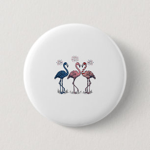 Patriotic Flamingo Trio Vintage Engraving Design_1 2 Inch Round Button