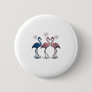 Patriotic Flamingo Trio Vintage Engraving Design_1 2 Inch Round Button
