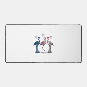 Patriotic Flamingo Trio Vintage Engraving Design_1 Desk Mat