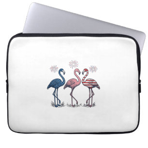 Patriotic Flamingo Trio Vintage Engraving Design_1 Laptop Sleeve