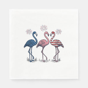 Patriotic Flamingo Trio Vintage Engraving Design_1 Napkin