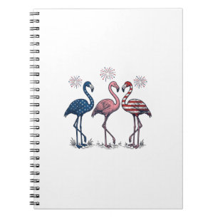 Patriotic Flamingo Trio Vintage Engraving Design_1 Notebook