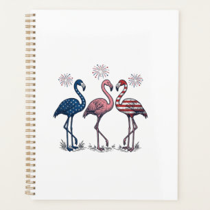Patriotic Flamingo Trio Vintage Engraving Design_1 Planner