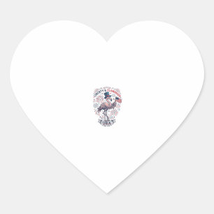Patriotic Flamingo Vintage Engraving Shirt Design_ Heart Sticker