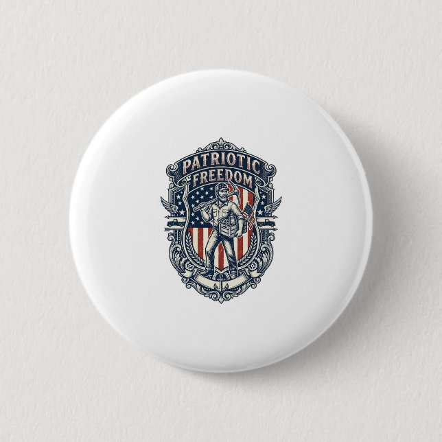 Patriotic Flea Market Picker Vector Graphic Tee 2 Inch Round Button (Front)