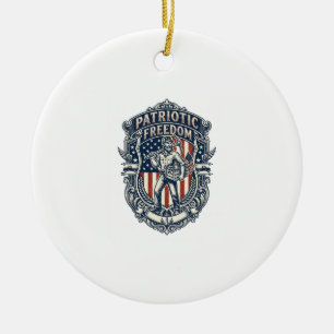 Patriotic Flea Market Picker Vector Graphic Tee Ceramic Ornament