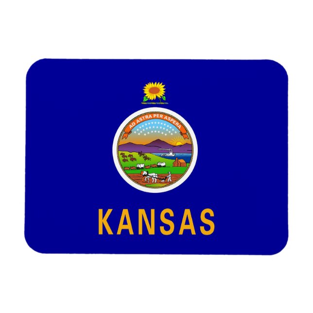 Patriotic flexible magnet with Kansas flag (Horizontal)