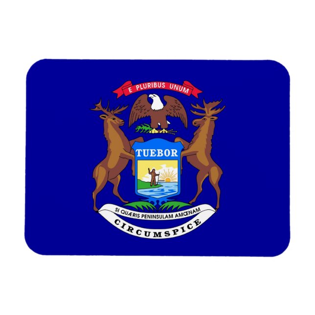 Patriotic flexible magnet with Michigan flag (Horizontal)