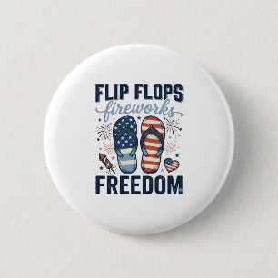 Patriotic Flip Flops Fireworks Freedom Shirt Desig 2 Inch Round Button