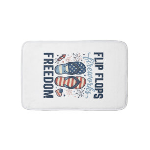 Patriotic Flip Flops Fireworks Freedom Shirt Desig Bath Mat
