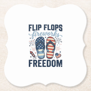 Patriotic Flip Flops Fireworks Freedom Shirt Desig Paper Coaster
