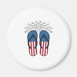 Patriotic Flip Flops Fireworks Summer Shirt Design Magnet
