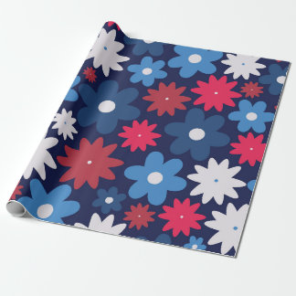 Patriotic Floral Celebration Wrapping Paper