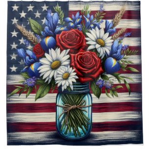 Patriotic, floral distressed American