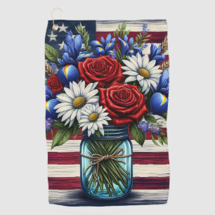 Patriotic, floral distressed American Golf Towel