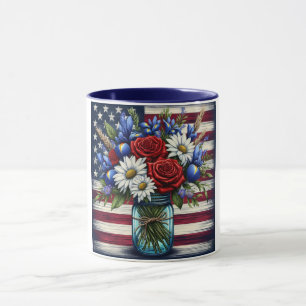 Patriotic, floral distressed American Mug