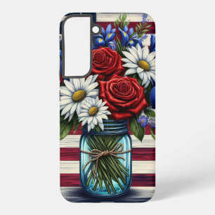Patriotic, floral distressed American Samsung Galaxy Case