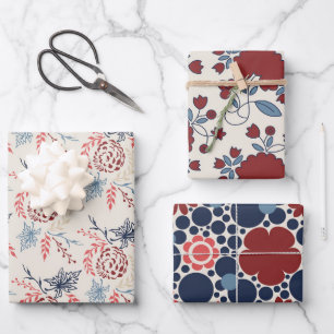 Patriotic Floral pattern July Fourth party  Wrapping Paper Sheet
