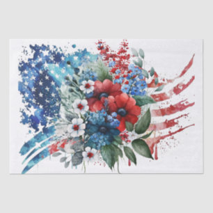 Patriotic Floral Tissue Paper