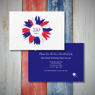 Patriotic Floral USA 250 Years Fourth of July BBQ Invitation