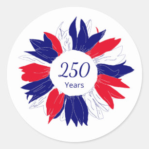 Patriotic Floral USA 250 Years Fourth of July  Classic Round Sticker