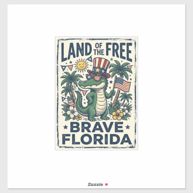Patriotic Florida Alligator 4th of July (Sheet)