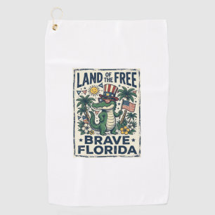 Patriotic Florida Alligator 4th of July Golf Towel
