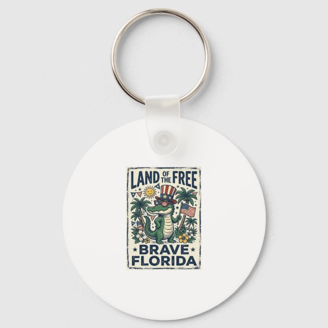 Patriotic Florida Alligator 4th of July Keychain (Front)