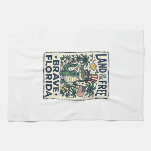 Patriotic Florida Alligator 4th of July Kitchen Towel