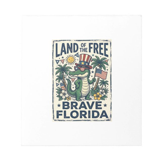 Patriotic Florida Alligator 4th of July Notepad (Front)