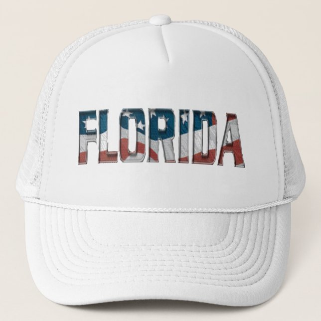 Patriotic Florida on American flag - Hat (Front)