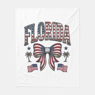 Patriotic Florida Vintage Bow Fourth of July Shirt Fleece Blanket