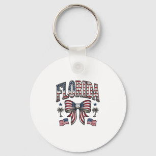 Patriotic Florida Vintage Bow Fourth of July Shirt Keychain