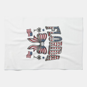 Patriotic Florida Vintage Bow Fourth of July Shirt Kitchen Towel