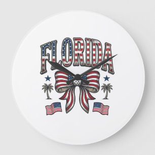 Patriotic Florida Vintage Bow Fourth of July Shirt Large Clock