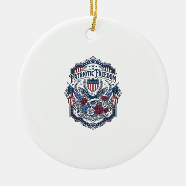 Patriotic Florist Vector Graphic Tee_1 Ceramic Ornament (Front)
