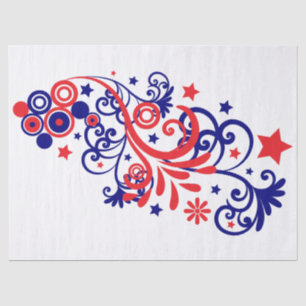 Patriotic Flourishes, Stars, and Swirls Tissue Paper