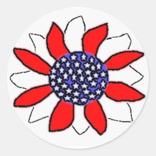 Patriotic Flower Classic Round Sticker