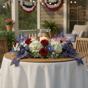 Patriotic flowers  satin ribbon