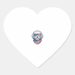 Patriotic Fluffy Dog Vector Illustration_1 Heart Sticker