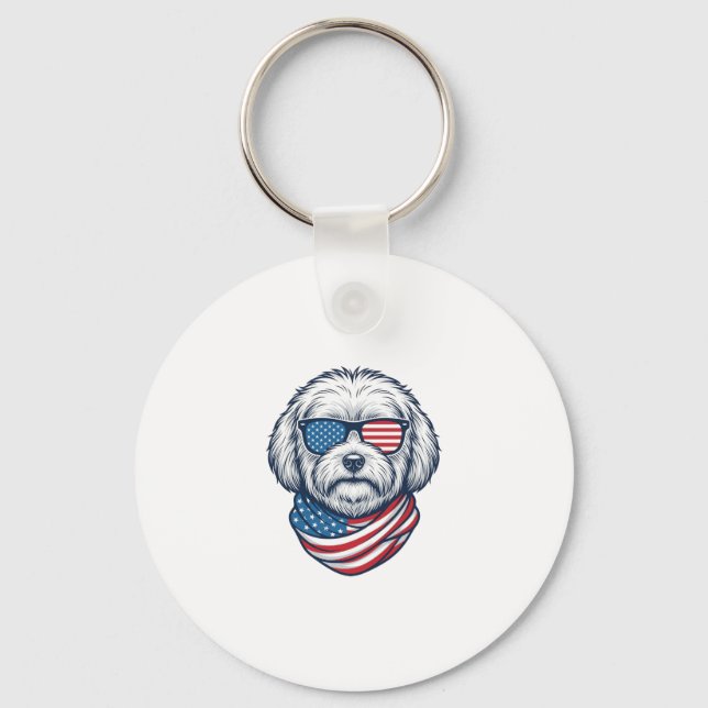Patriotic Fluffy Dog Vector Illustration_1 Keychain (Front)
