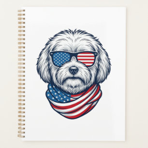 Patriotic Fluffy Dog Vector Illustration_1 Planner
