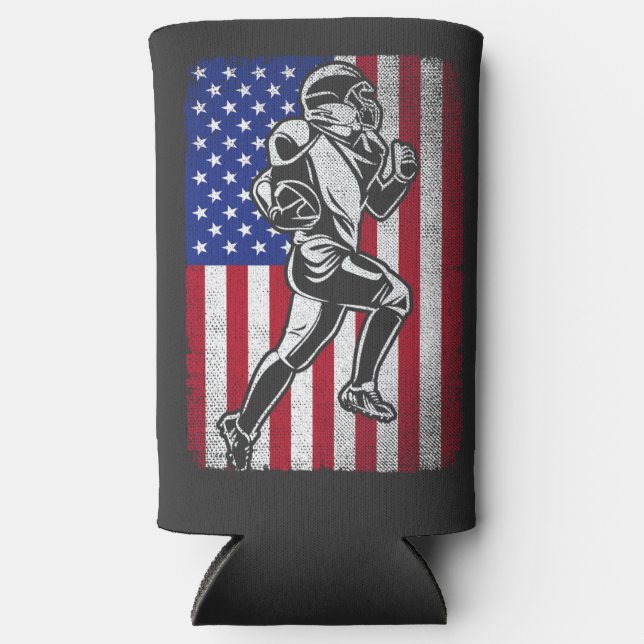 Patriotic Football Lover 4th of July American Flag Seltzer Can Cooler (Front)