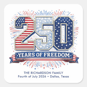 Patriotic Fourth of July 2026 Family Celebration Square Sticker