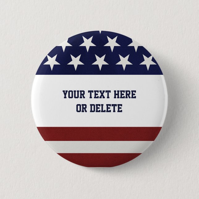 Patriotic Fourth of July American USA Flag Custom 2 Inch Round Button (Front)