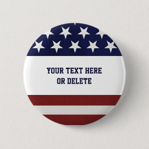 Patriotic Fourth of July American USA Flag Custom 2 Inch Round Button