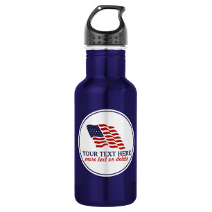 Patriotic Fourth of July American USA Flag Custom 532 Ml Water Bottle